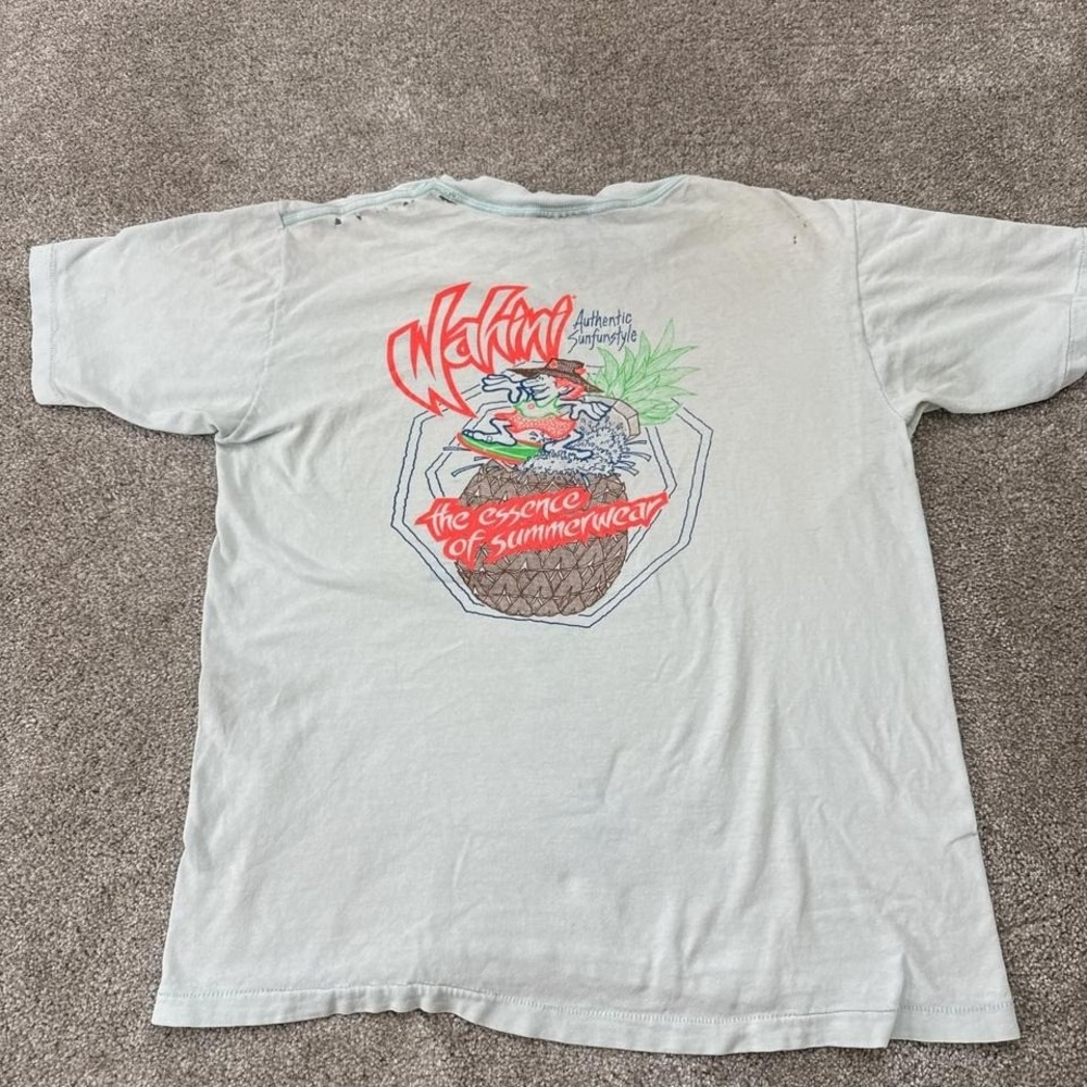 Vintage 80s Wahini SunfunStyle Surfwear Single Stitch T-Shirt USA Made Oneita